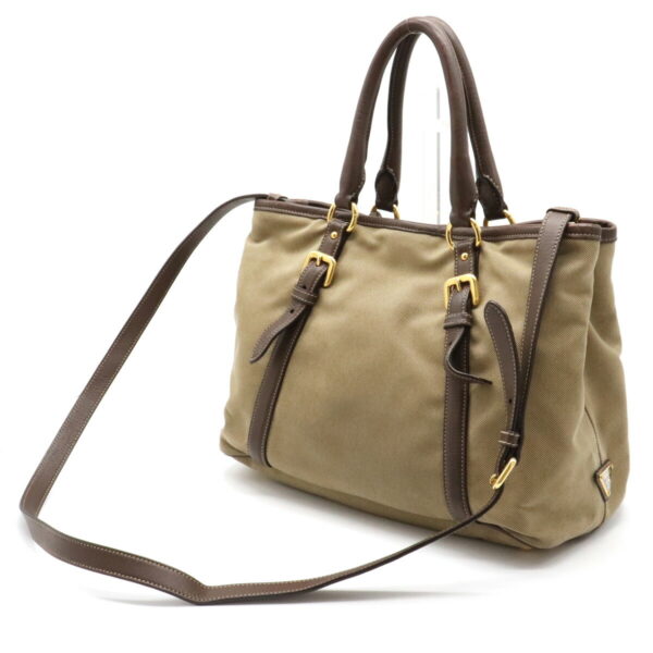 12151433 1 Prada Jacquard Canvas 2WAY Shoulder Bag Corda Beige Brown