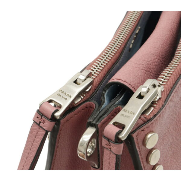 12160452 3 Prada Etiquette Studded Leather 2WAY Shoulder Bag Pink