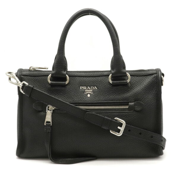 12160457 Prada Vitell Phenix Leather 2WAY Shoulder Bag Nero Black