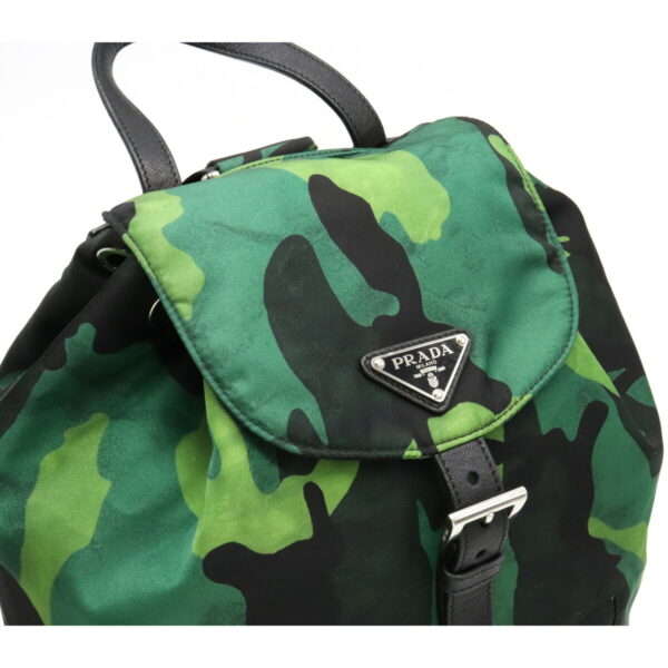 12160658 6 Prada Camouflage Nylon Leather Backpack Green Multicolor