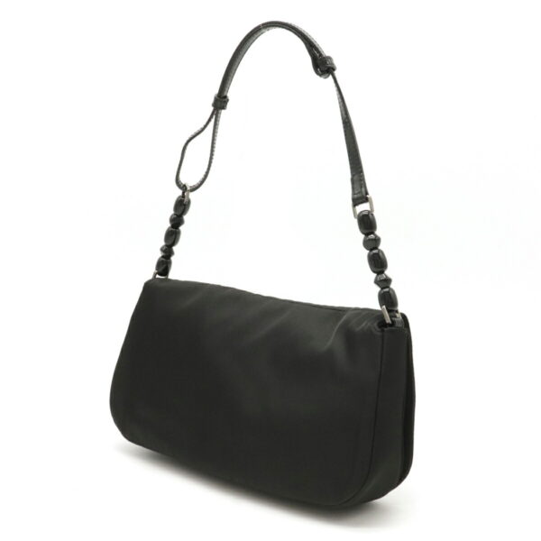 12161088 1 Christian Dior Maris Pearl Shoulder Bag Nylon Enamel Leather Black