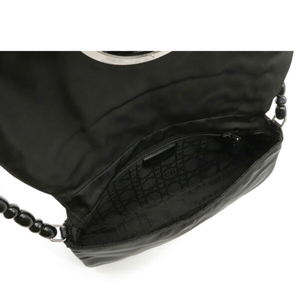 12161088 4 Christian Dior Maris Pearl Shoulder Bag Nylon Enamel Leather Black