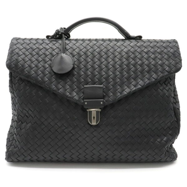 12170329 Bottega Veneta Intrecciato Business Bag Briefcase Leather Black