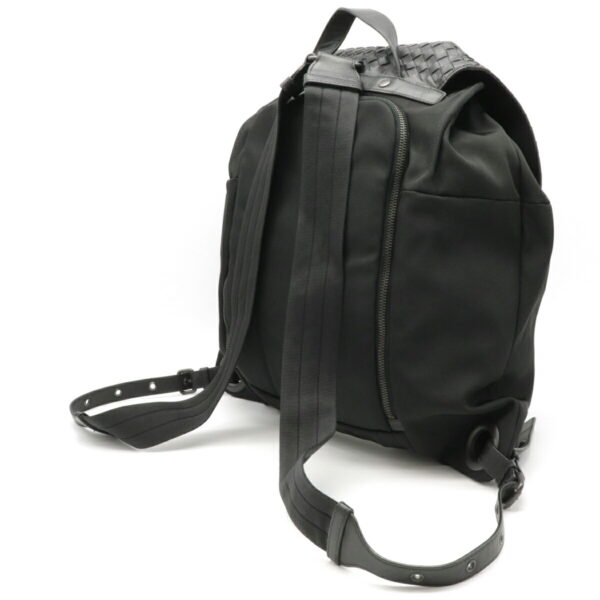 12170442 2 Bottega Veneta Intrecciato Backpack Rucksack Nylon Leather Black