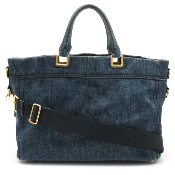 12170922 Prada Canapa Denim 2WAY Shoulder Bag Avio Blue