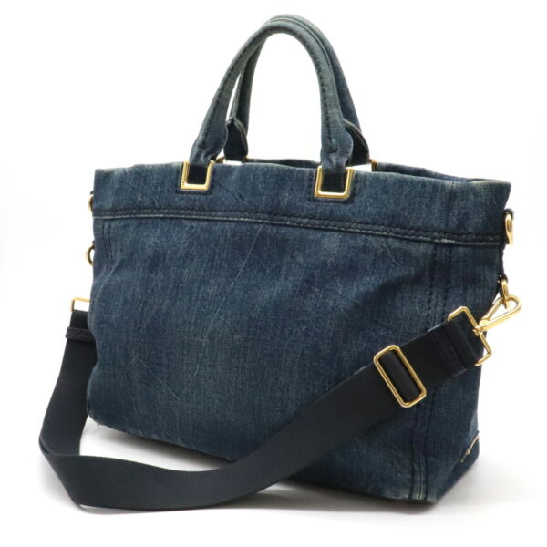 12170922 1 Prada Canapa Denim 2WAY Shoulder Bag Avio Blue