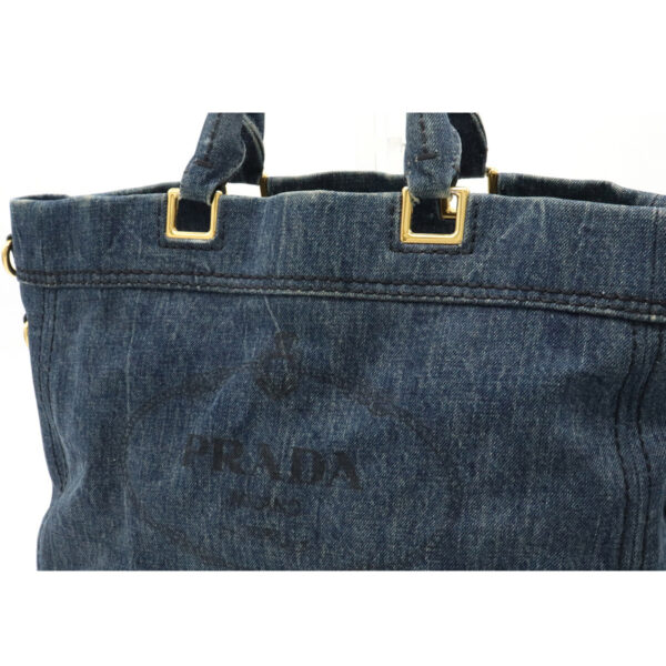 12170922 8 Prada Canapa Denim 2WAY Shoulder Bag Avio Blue