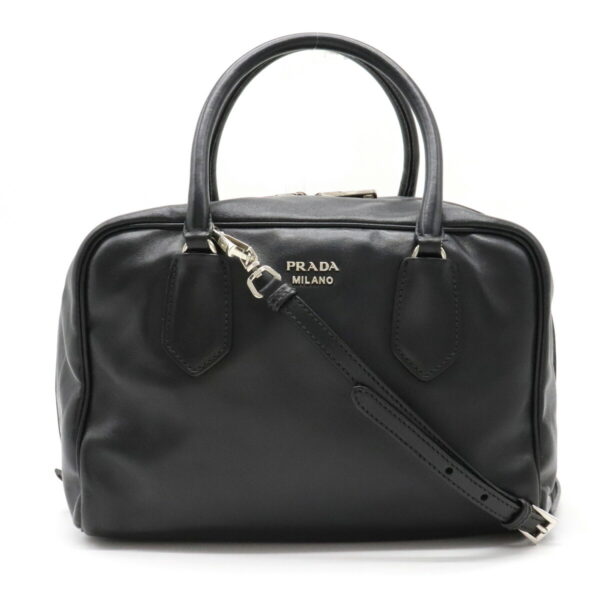 12170987 Prada Inside Leather 2WAY Shoulder Bag Nero Black Pink