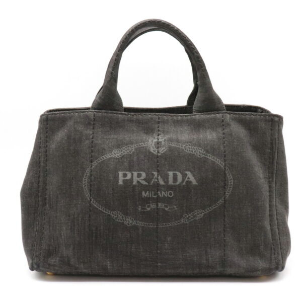 12171146 Prada Canapa Denim 2WAY Shoulder Bag Corda Black