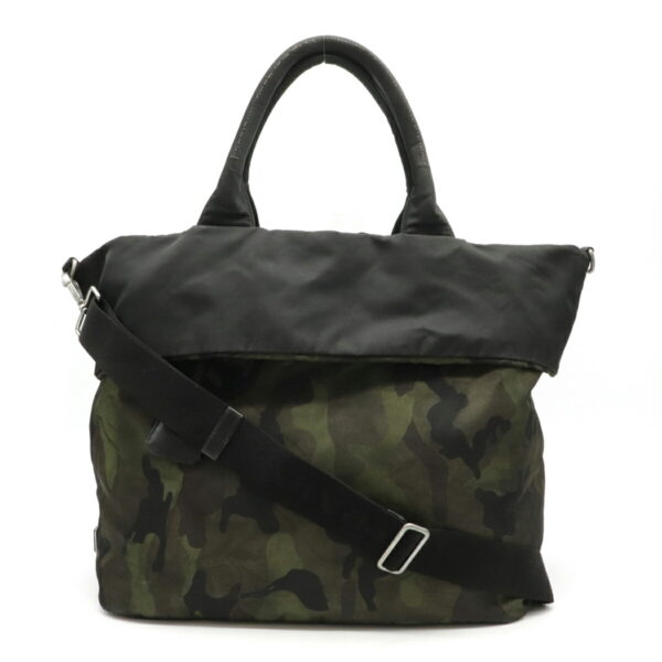 12180584 1 Prada Reversible Nylon Camouflage 2WAY Shoulder Bag Nero Black