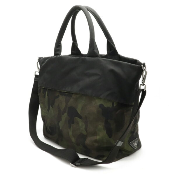 12180584 2 Prada Reversible Nylon Camouflage 2WAY Shoulder Bag Nero Black