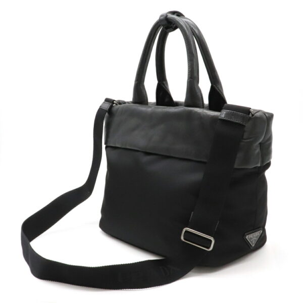 12180864 1 Prada Nylon Leather 2WAY Shoulder Bag Black