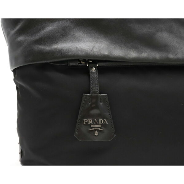 12180864 7 Prada Nylon Leather 2WAY Shoulder Bag Black