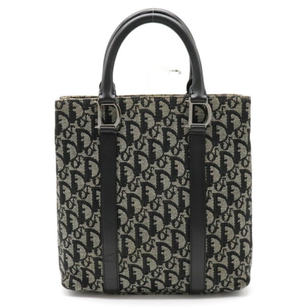 12190504 Christian Dior Trotter Handbag Leather Black Light Gray