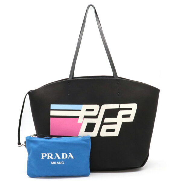 12190905 Prada Canapa Big Logo 2WAY Shoulder Bag Black White