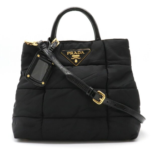 12191179 Prada Crispy Enamel 2WAY Shoulder Bag Nero Black