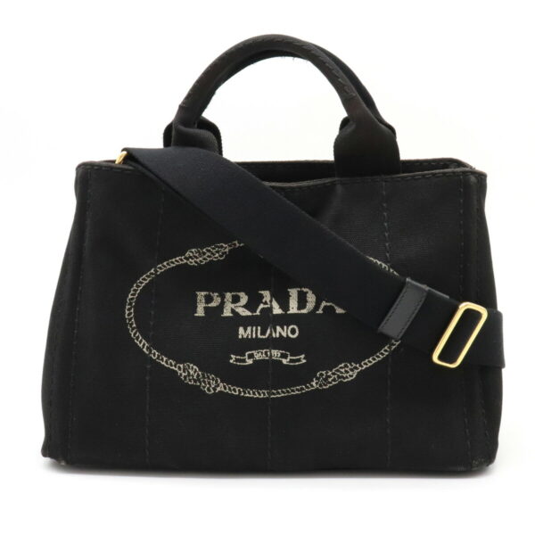 12200324 1 Prada Canapa Canvas 2WAY Shoulder Bag Nero Black