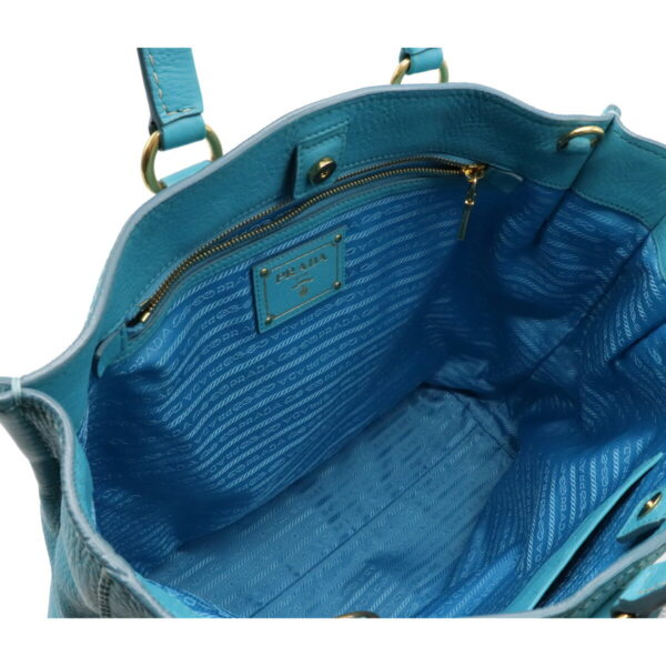 12200920 5 Prada Leather 2WAY Shoulder Bag Voyage Blue