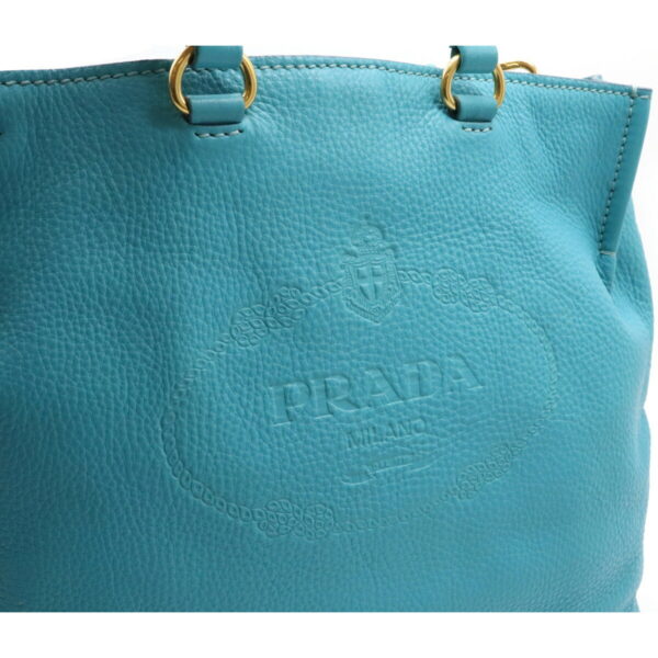 12200920 7 Prada Leather 2WAY Shoulder Bag Voyage Blue