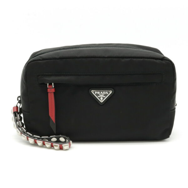 12210436 1 Prada Studded Strap Nylon Accessory Case Nero Black