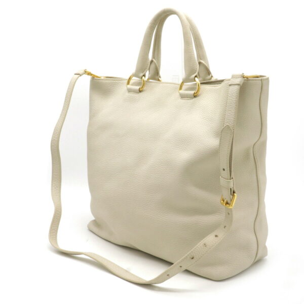 12210526 2 Prada Soft Calf Leather 2WAY Shoulder Bag Talto Off White