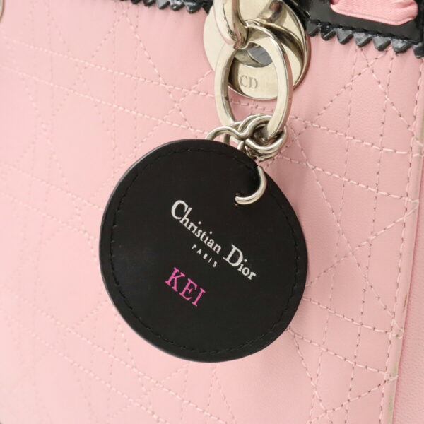 12210544 9 Christian Dior Lady Dior Handbag 2WAY Leather Enamel Pink Black