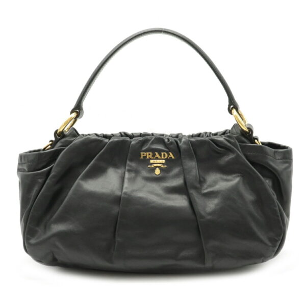 12211212 1 Prada Gathered Leather Shoulder Bag Nero Black