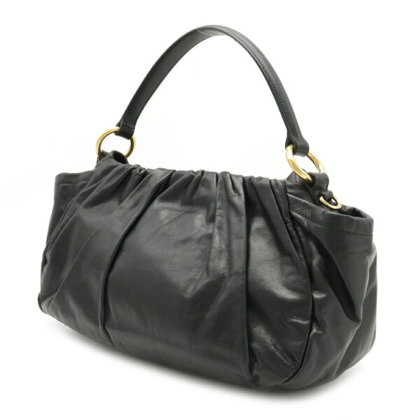 12211212 2 Prada Gathered Leather Shoulder Bag Nero Black