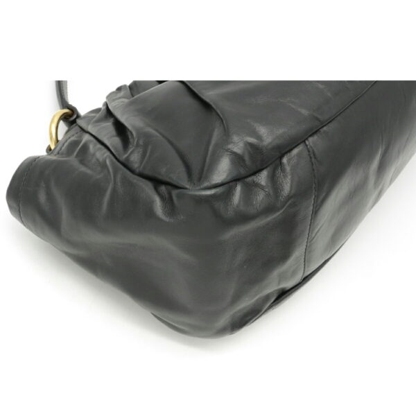 12211212 3 Prada Gathered Leather Shoulder Bag Nero Black