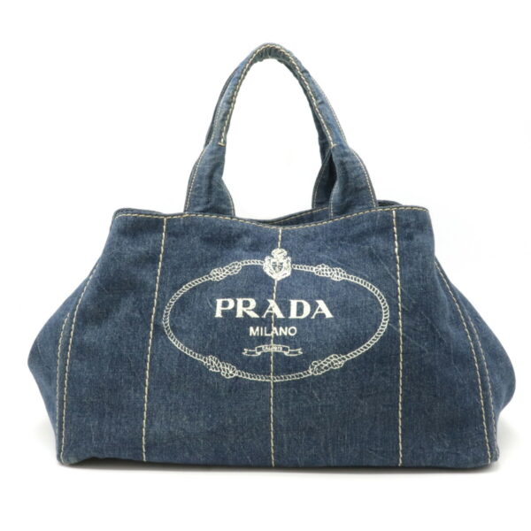 12211213 1 Prada Canapa Denim Tote Bag Avio Blue