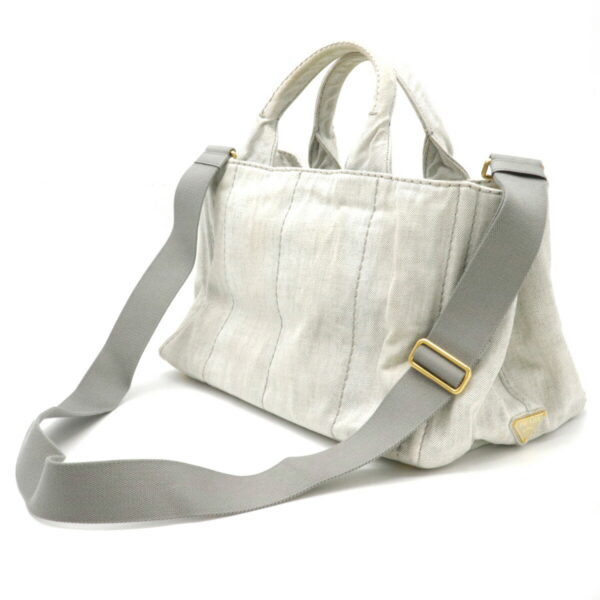 12211277 2 Prada Canapa 2WAY Shoulder Bag Denim Bianco Light Gray