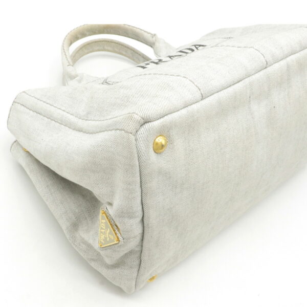 12211277 3 Prada Canapa 2WAY Shoulder Bag Denim Bianco Light Gray