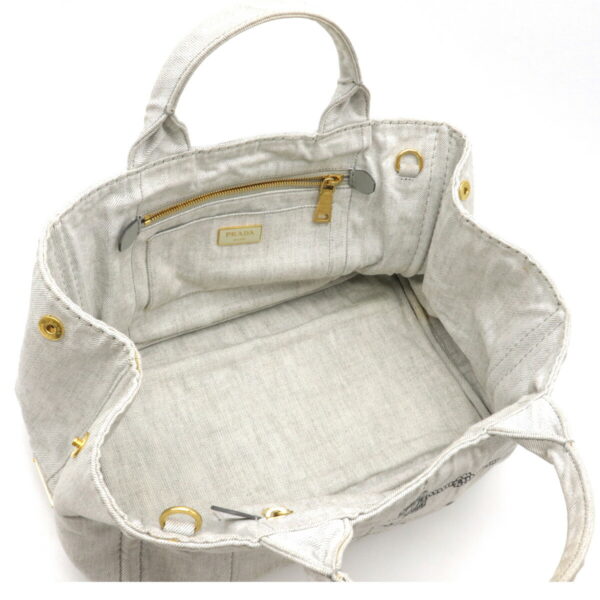 12211277 4 Prada Canapa 2WAY Shoulder Bag Denim Bianco Light Gray