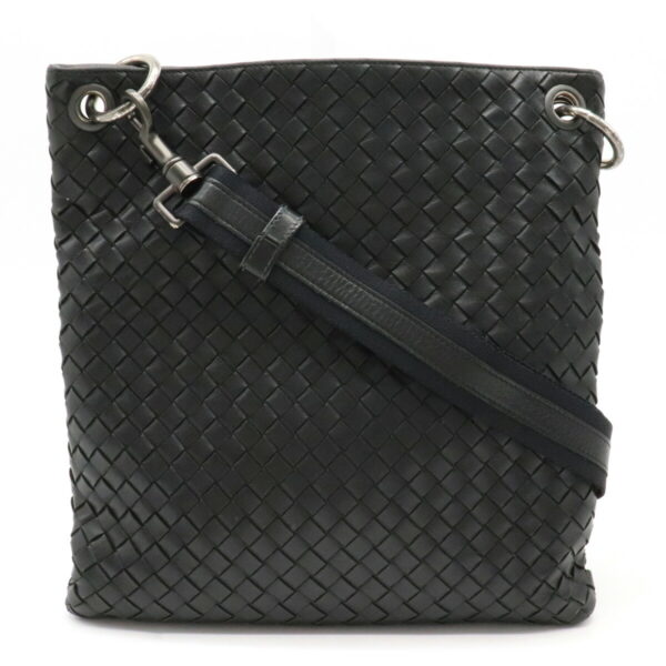 12220122 1 Bottega Veneta Intrecciato Shoulder Bag Leather Black