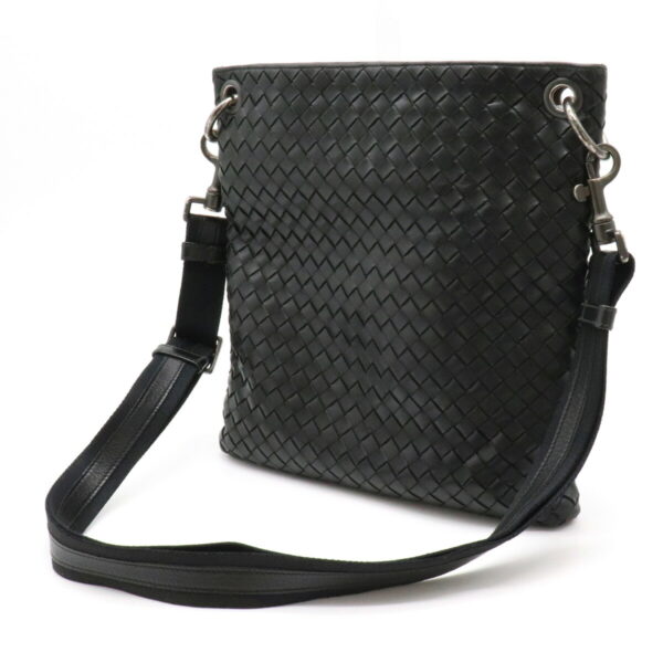 12220122 2 Bottega Veneta Intrecciato Shoulder Bag Leather Black