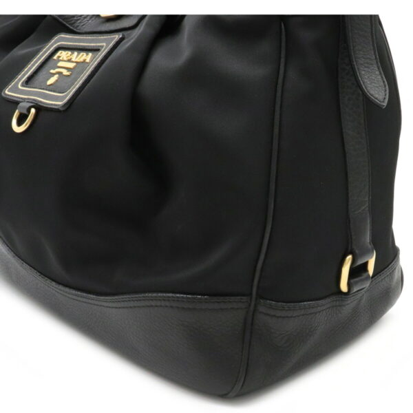 12220228 7 Prada Nylon Leather Bag Nero Black