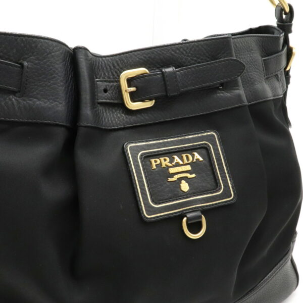 12220228 8 Prada Nylon Leather Bag Nero Black