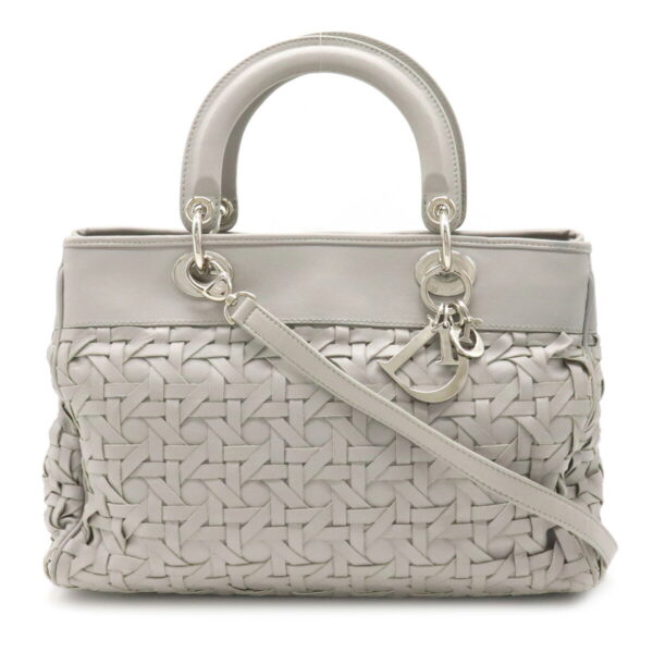 12220373 1 Christian Dior Diorissimo Handbag 2WAY Leather Gray