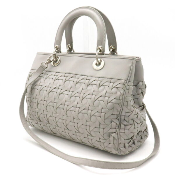 12220373 2 Christian Dior Diorissimo Handbag 2WAY Leather Gray