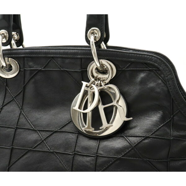 12220388 9 Christian Dior Granville Cannage Handbag 2WAY Leather Black