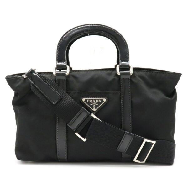 12220498 1 Prada Nylon Leather Mini Shoulder Bag Black