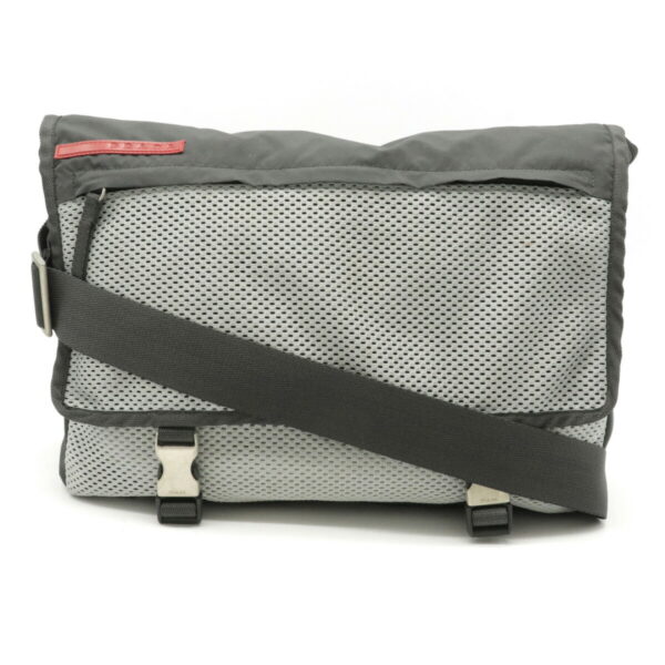 12220922 1 Prada Sports Line Nylon Mesh Shoulder Bag Dark Charcoal