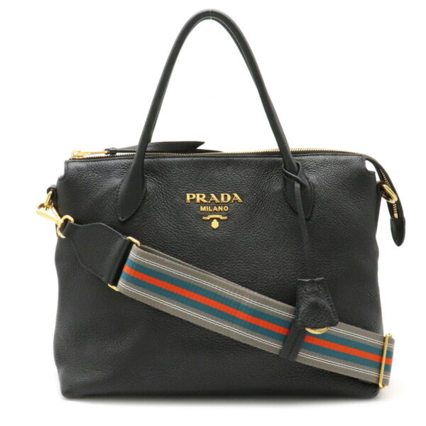 12230220 1 Prada VitDaino Leather 2WAY Shoulder Bag Nero Black