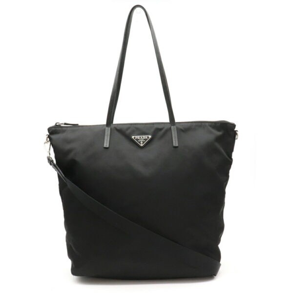 12230256 1 Prada Nylon Leather 2WAY Shoulder Tote Nero Black