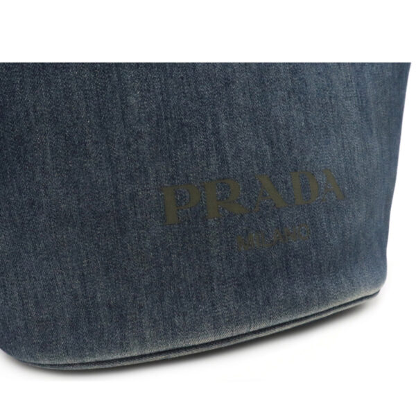 12230260 8 Prada Denim Leather 2WAY Shoulder Bag Blue Khaki