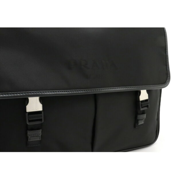 12230606 8 Prada Logo Jacquard Nylon Leather Crossbody Bag Nero Black