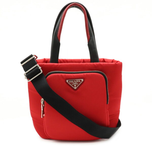 12230608 1 Prada Tessuto Pocket Nylon Leather 2WAY Shoulder Bag Rosso Red