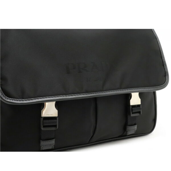 12230609 8 Prada Jacquard Nylon Leather Crossbody Bag Nero Black