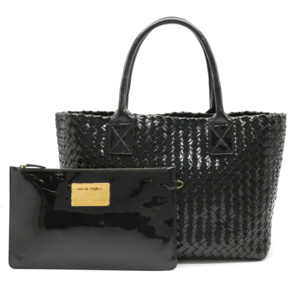 12230645 1 Bottega Veneta Intrecciato Hippo PM Tote Bag Handbag Enamel Black