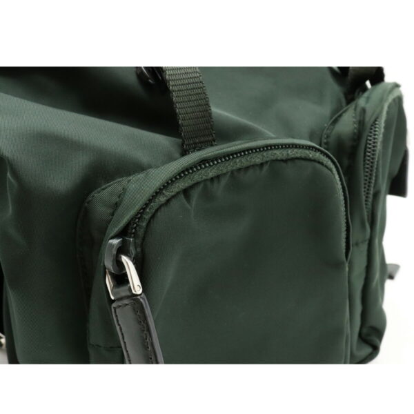 12230650 7 Prada Nylon Leather Mini Rucksack Dark Green